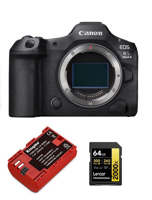 Boîtier Canon EOS R5 II + batterie Kingma 2400 mAh Canon LP E6NH + carte mémoire Lexar Professional UHS II SDXC - vue 2