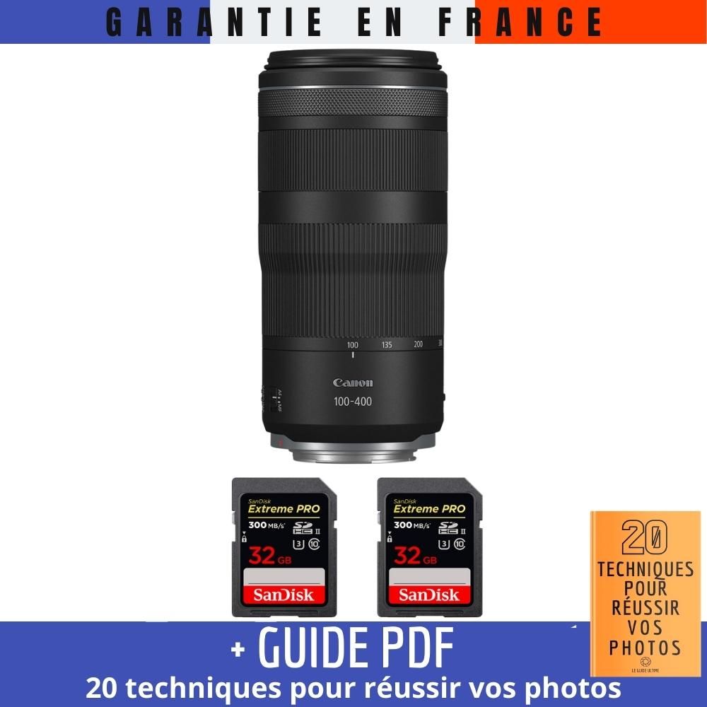 Canon RF 100 400mm f5.6 8 IS USM + 2 SanDisk Extreme PRO UHS II SDXC 300 MB/ + Guide PDF '20 TECHNIQUES POUR RÉUSSIR VOS PHOTOS - vue 3