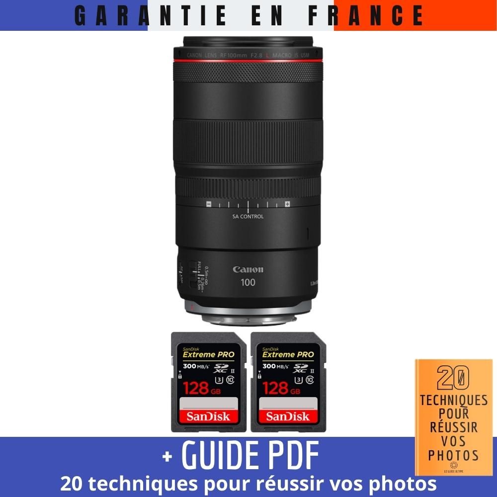 Canon RF 100mm f/ Macro IS USM + 2 SanDisk Extreme PRO UHS II SDXC 300 MB/ + Guide PDF '20 TECHNIQUES POUR RÉUSSIR VOS PHOTOS