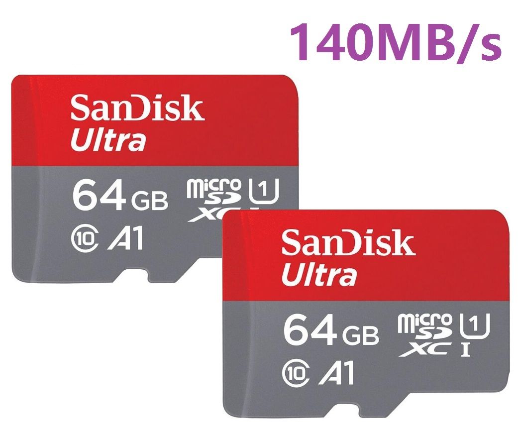 Lot de 3 Carte Mémoire Micro SDXC SanDisk Ultra 64g Vitesse de Lecture Allant jusqu'à 140MB/ Classe 10 U1 A1 TF Carte