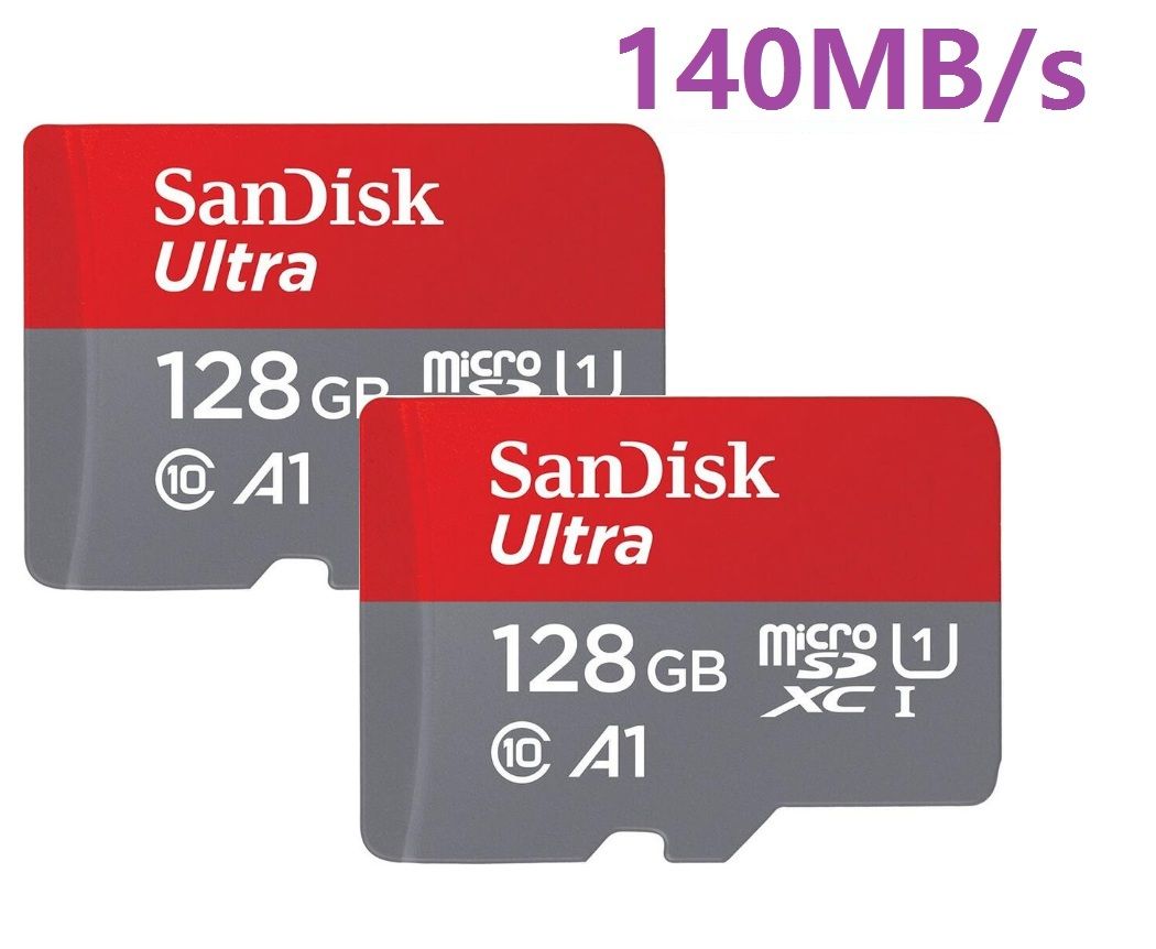 Lot de 2 Carte Mémoire Micro SDXC SanDisk Ultra Vitesse de Lecture Allant jusqu'à 140MB/ Classe 10 U1 A1 TF Carte