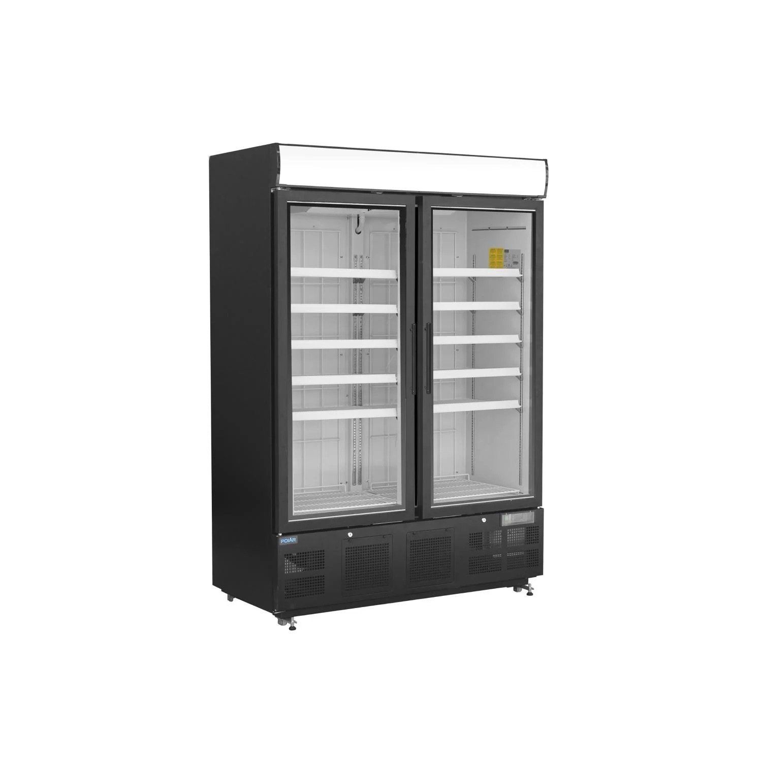 Vitrine négative ventilée 920 Litres 2 portes vitrées avec bandeau lumineux 220 V MONO
