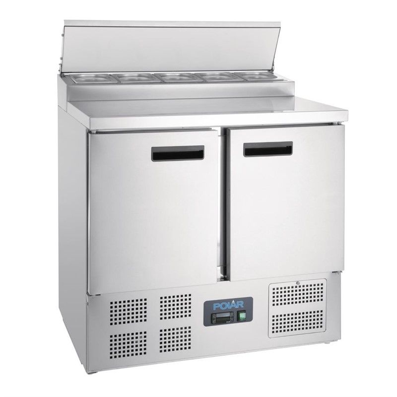 Comptoir inox réfrigéré de préparation 254 Litres 5 x GN 16 P 150 mm 220 V MONO