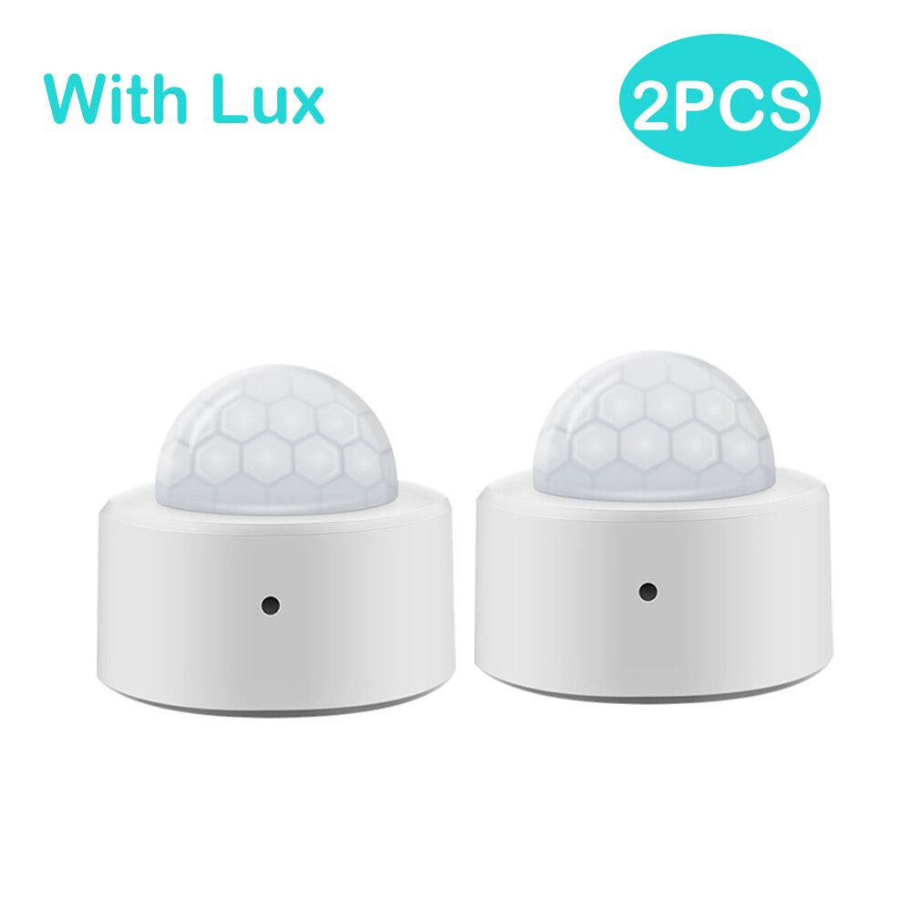 Mini détecteur de mouvement PIR Tuya Zigbee 2 en 1,avec lumière Lux brillante,capteur d'alarme de sécurité passif anti-cambriolage - Type With Lux 2pcs