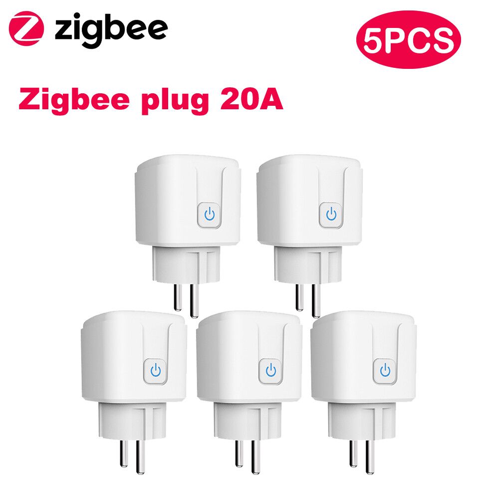 Prise Tuya Smart Zigbee 16A/20A,prise ue,compteur de puissance 3680W,compatible avec Alexa Assistant domestique et Hub Tuya ZigBee - Type zigbee plug 5pcs #C