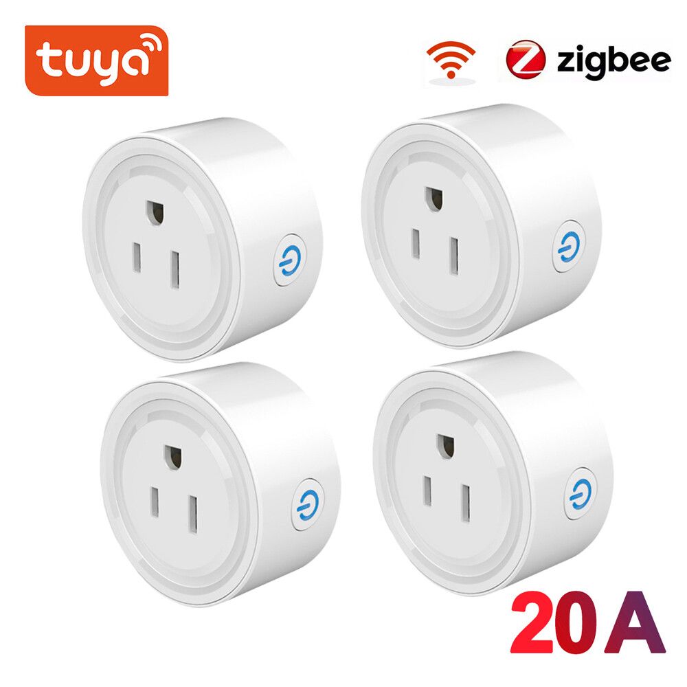 Prise de courant Tuya Smart Zigbee,moniteur d'alimentation 20A,prise de contrôle sans fil US avec minuterie d'énergie nous-mêmes avec Alexa Home Assistant - Type 4PC