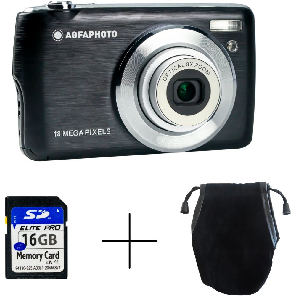 Appareil photo Compact compact - 8.0 MP / 18.0 MP (interpolé) - 1080p - 8x zoom optique - noir