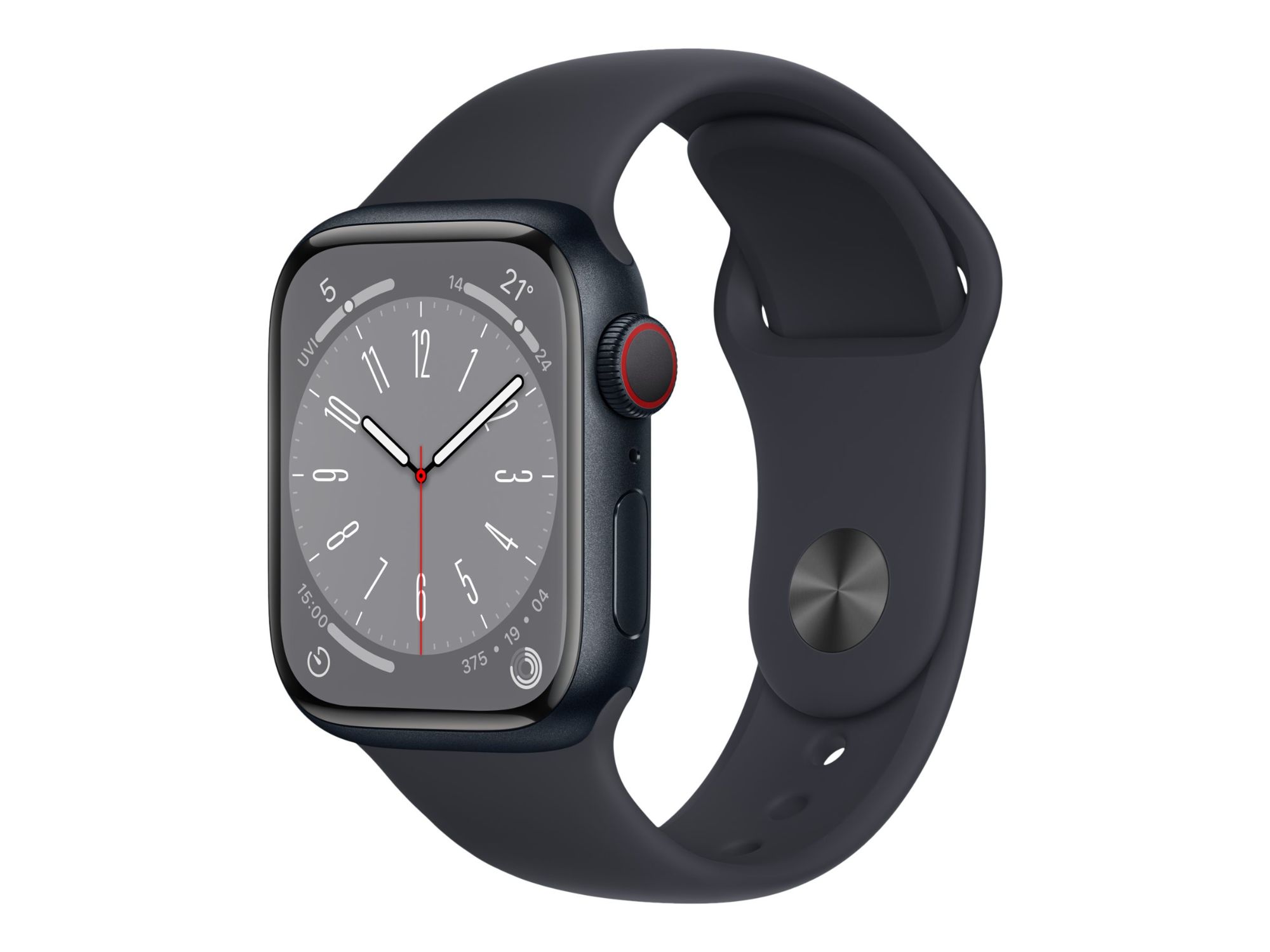Apple Watch Series 8 (GPS + Cellular) - Boîtier 41 mm Aluminium Minuit avec Bracelet Sport Minuit