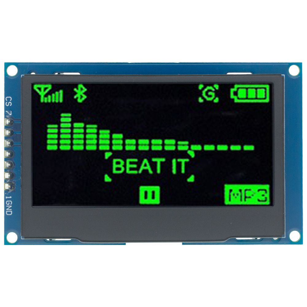 écran LCD OLED pour Ardu37UNO R3 C51",technologie SSD1309 2.4,7 broches éventuelles I/IIC I2C,interface série,2.42 pouces,128 pouces,"12864x64 - Type SPI interface Green