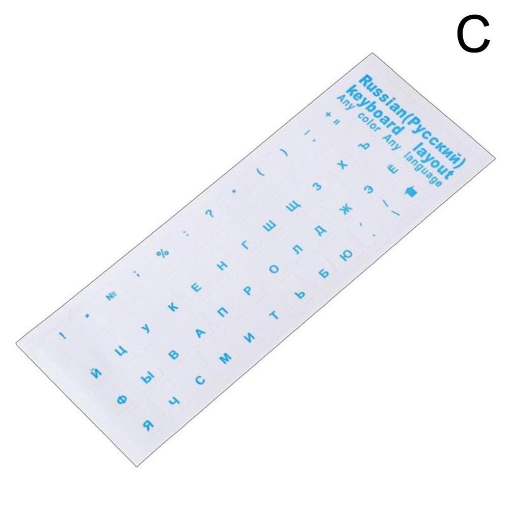 Autocollants transparents pour clavier d'ordinateur,alphabet russe,étiquette noire et blanche,protection contre la poussière,accessoires pour ordinateur portable - Type Blue #B