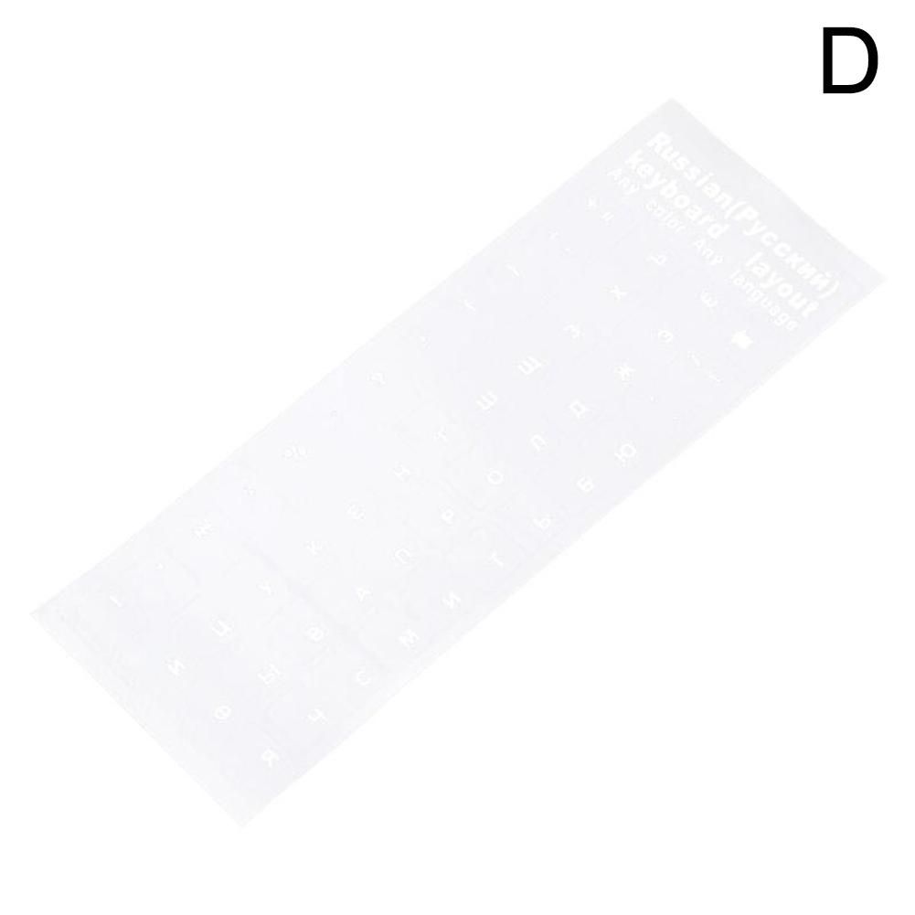 Autocollants transparents pour clavier d'ordinateur,alphabet russe,étiquette noire et blanche,protection contre la poussière,accessoires pour ordinateur portable - Type WHITE #B