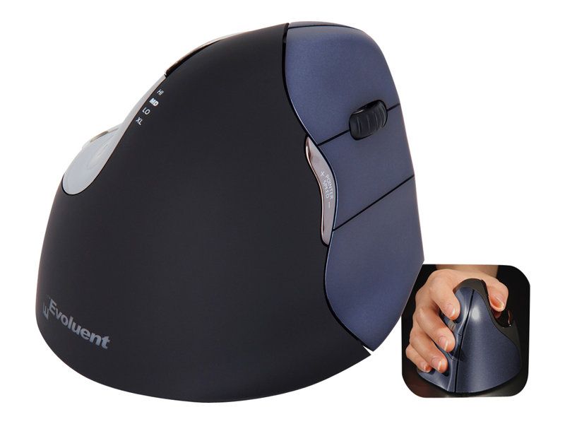 Evoluent VerticalMouse 4 Right - Souris verticale - pour droitiers - laser - 6 boutons - sans fil - 2.4 GHz - récepteur sans fil USB