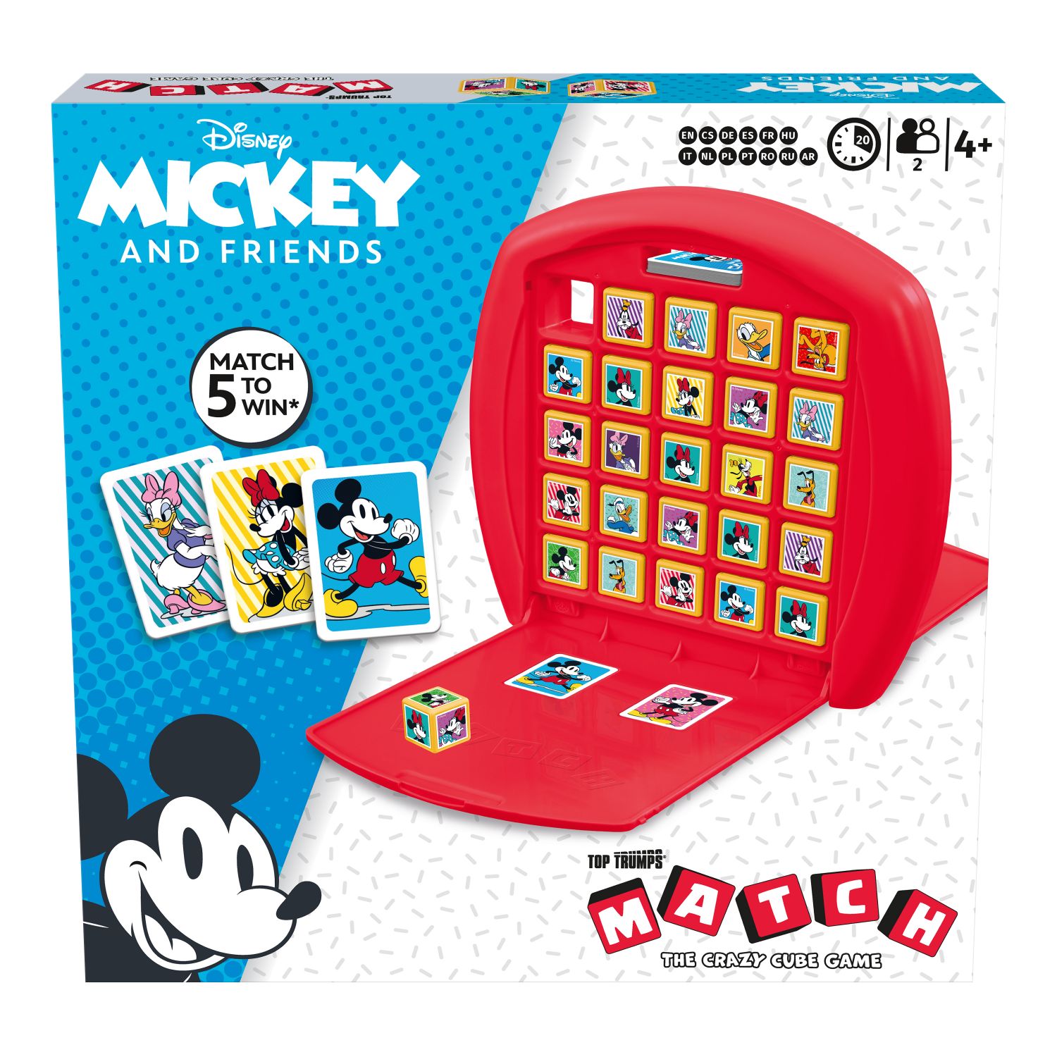 Winning Moves Match Mickey et ses Amis Jeu de société Jeu de Voyage Aligne 5 Cubes pour Gagner A partir de 2 Joueurs Version française