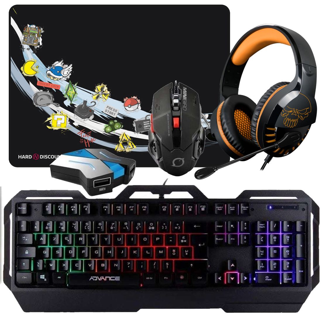 Clavier Souris Pour Ps4 Pgm + Casque Gamer + Tapis + Adaptateur Convertisseur Pro