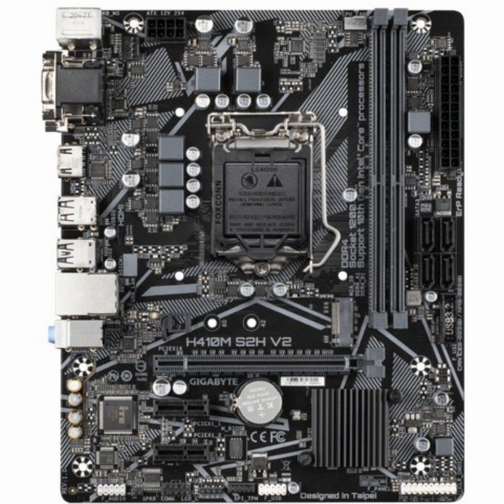 Gigabyte H410M S2H V2 1.0 carte mère micro ATX Socket LGA1200 H410 Chipset USB 3.2 Gen 1 Gigabit LAN carte graphique embarquée unité centrale requise audio HD 8 canaux