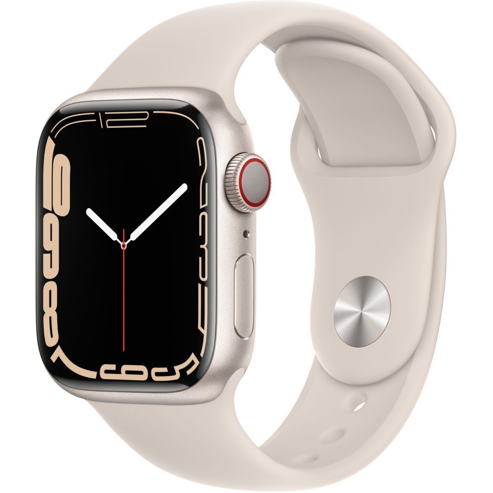 Apple Watch Series 7 (GPS + Cellular) - Boitier 41 mm Aluminium Lumière stellaire avec Bracelet Sport Lumière stellaire
