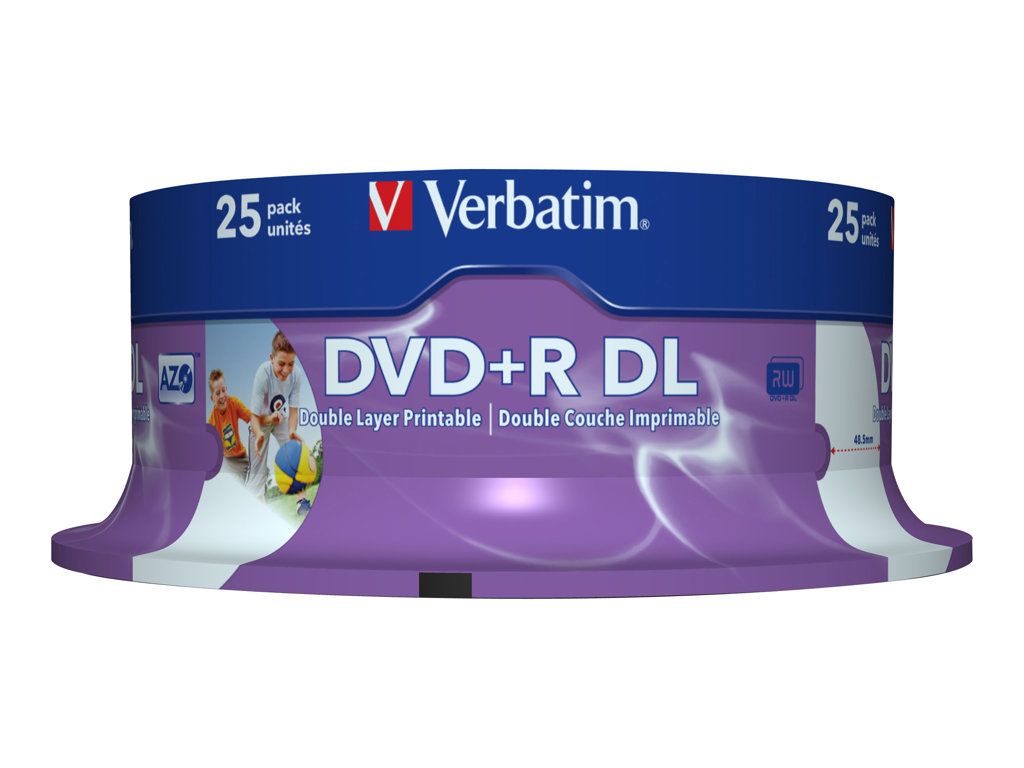 Verbatim 25 x DVD+R DL 8.5 Go 8x surface imprimable large spindle