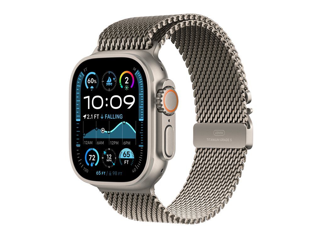 Apple Watch Ultra 2 - 49 Mm - Titanium Naturel - Montre Connectée Avec Bracelet Milanaise - Taille Du Bracelet : M - 64 Go - Lte, Wi-Fi 4, Uwb, Bluetooth - 4g - 61.4 G