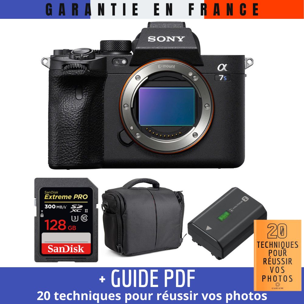 Sony A7S III Nu + SanDisk UHS II 300 MB/ + Sony NP FZ100 + Sac + Guide PDF MCZ DIRECT '20 TECHNIQUES POUR RÉUSSIR VOS PHOTOS