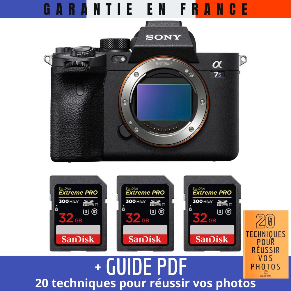 Sony A7S III Nu + 3 SanDisk Extreme PRO UHS II SDXC 300 MB/ + Guide PDF MCZ DIRECT '20 TECHNIQUES POUR RÉUSSIR VOS PHOTOS - vue 2