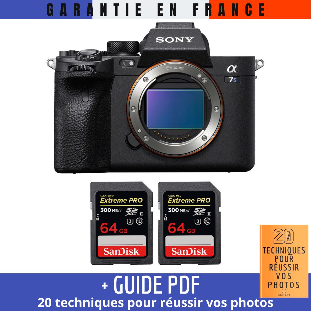 Sony A7S III Nu + 2 SanDisk Extreme PRO UHS II SDXC 300 MB/ + Guide PDF MCZ DIRECT '20 TECHNIQUES POUR RÉUSSIR VOS PHOTOS - vue 2