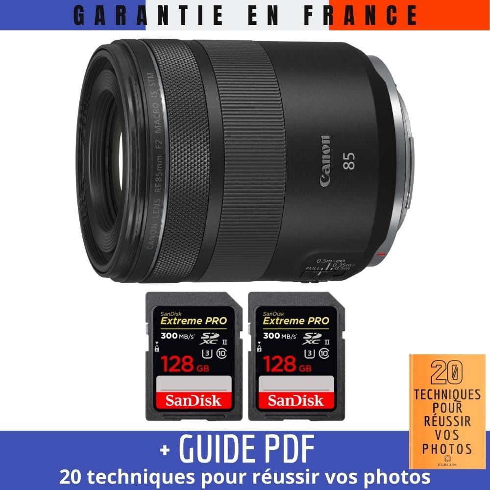 Canon RF 85mm f2 Macro IS STM + 2 SanDisk UHS II 300 MB/ + Guide PDF MCZ DIRECT '20 TECHNIQUES POUR RÉUSSIR VOS PHOTOS - vue 3