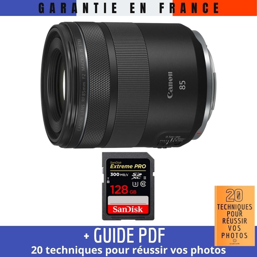 Canon RF 85mm f2 Macro IS STM + 1 SanDisk UHS II 300 MB/ + Guide PDF MCZ DIRECT '20 TECHNIQUES POUR RÉUSSIR VOS PHOTOS