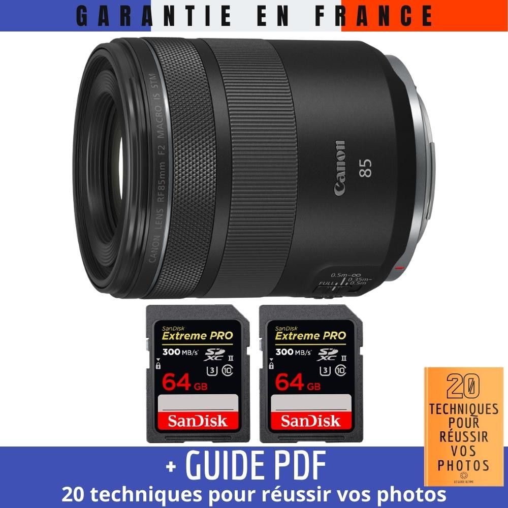 Canon RF 85mm f2 Macro IS STM + 2 SanDisk UHS II 300 MB/ + Guide PDF MCZ DIRECT '20 TECHNIQUES POUR RÉUSSIR VOS PHOTOS - vue 2