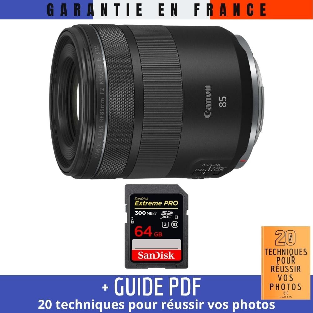 Canon RF 85mm f2 Macro IS STM + 3 SanDisk UHS II 300 MB/ + Guide PDF MCZ DIRECT '20 TECHNIQUES POUR RÉUSSIR VOS PHOTOS - vue 2