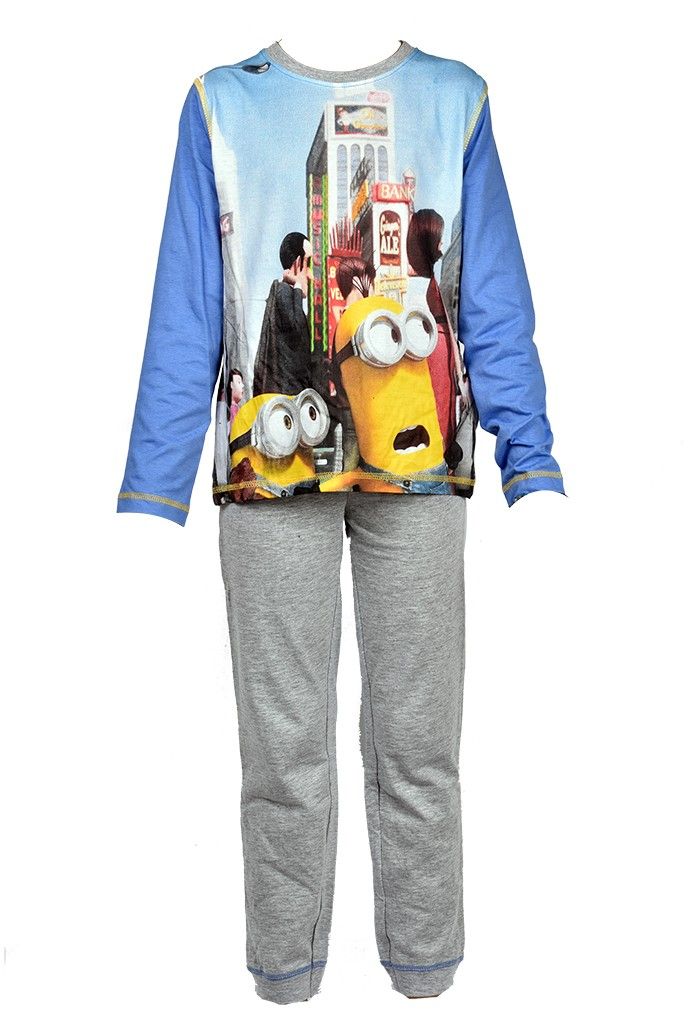 Pyjama Garçon Licence : Mickey, Looney Tunes, Age De Glace, Minions, Peppa Pig En Coton Ultra Confort Les Minions Ph2104 Bleu En Polaire