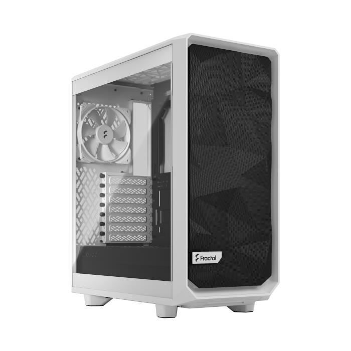Fractal Design Meshify Meshify 2 Compact Lite - Mid tower - ATX - panneau latéral fenêtré (verre trempé) - pas d'alimentation (ATX) - blanc TG teinte foncée - USB/Audio