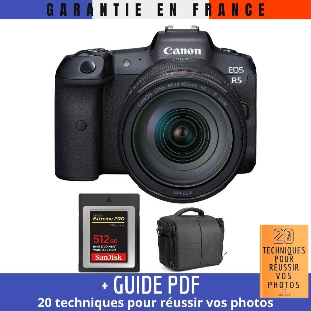 Canon EOS R5 + RF 24 105mm F4L IS USM + SanDisk Extreme PRO CFexpress Type B + Sac + Guide PDF MCZ DIRECT '20 TECHNIQUES POUR RÉUSSIR VOS PHOTOS