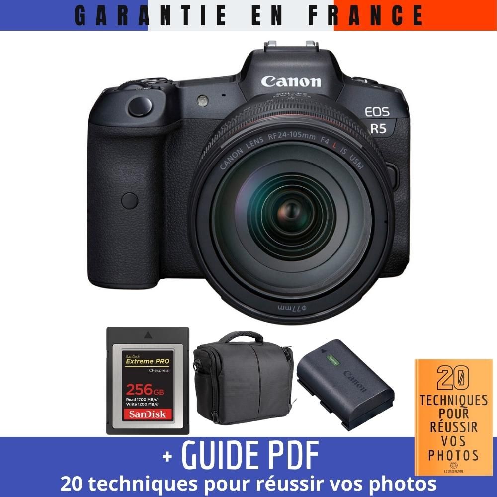 Canon EOS R5 + RF 24 105mm F4L IS USM + SanDisk Extreme PRO CFexpress Type B + LP E6NH + Sac + Guide PDF MCZ DIRECT '20 TECHNIQUES POUR RÉUSSIR VOS PHOTOS - vue 3