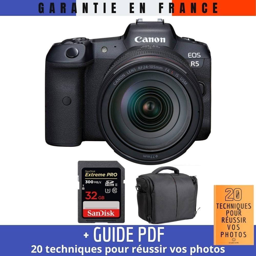 Canon EOS R5 + RF 24 105mm F4L IS USM + SanDisk Extreme PRO UHS II SDXC 300 MB/ + Sac + Guide PDF MCZ DIRECT '20 TECHNIQUES POUR RÉUSSIR VOS PHOTOS