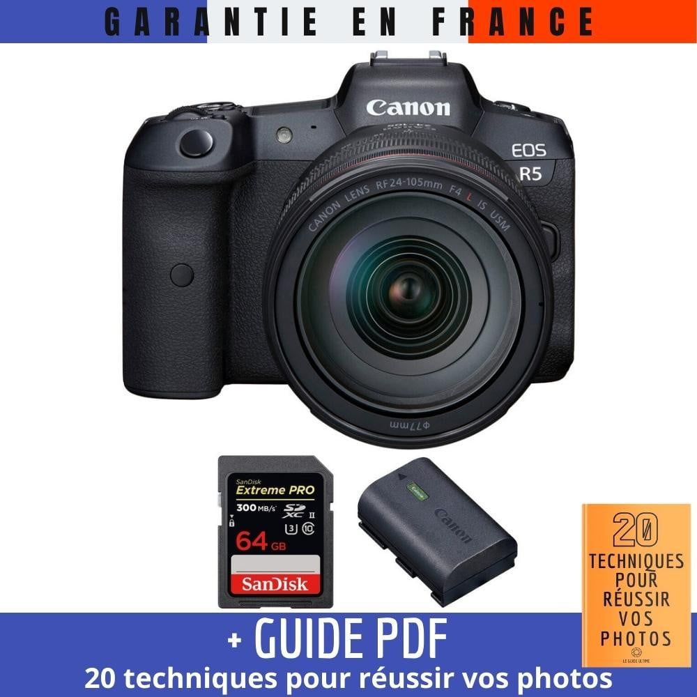Canon EOS R5 + RF 24 105mm F4L IS USM + SanDisk Extreme PRO UHS II SDXC 300 MB/ + Canon LP E6NH + Guide PDF MCZ DIRECT '20 TECHNIQUES POUR RÉUSSIR VOS PHOTOS