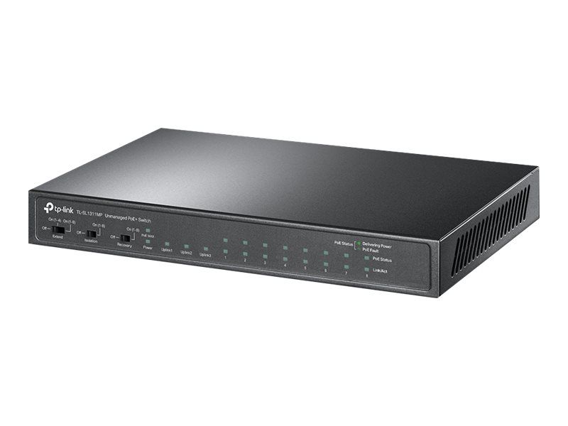 TP-Link TL-SL1311MP V1 - Commutateur - non géré - 8 x 10/100 (PoE+) + 2 x 10/100/1000 + 1 x 1000Base-X SFP - Montable sur rack (124 W)
