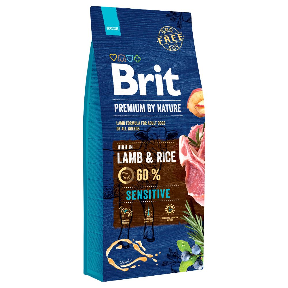 15kg Brit Premium Agneau, Riz - Croquettes Pour Chien