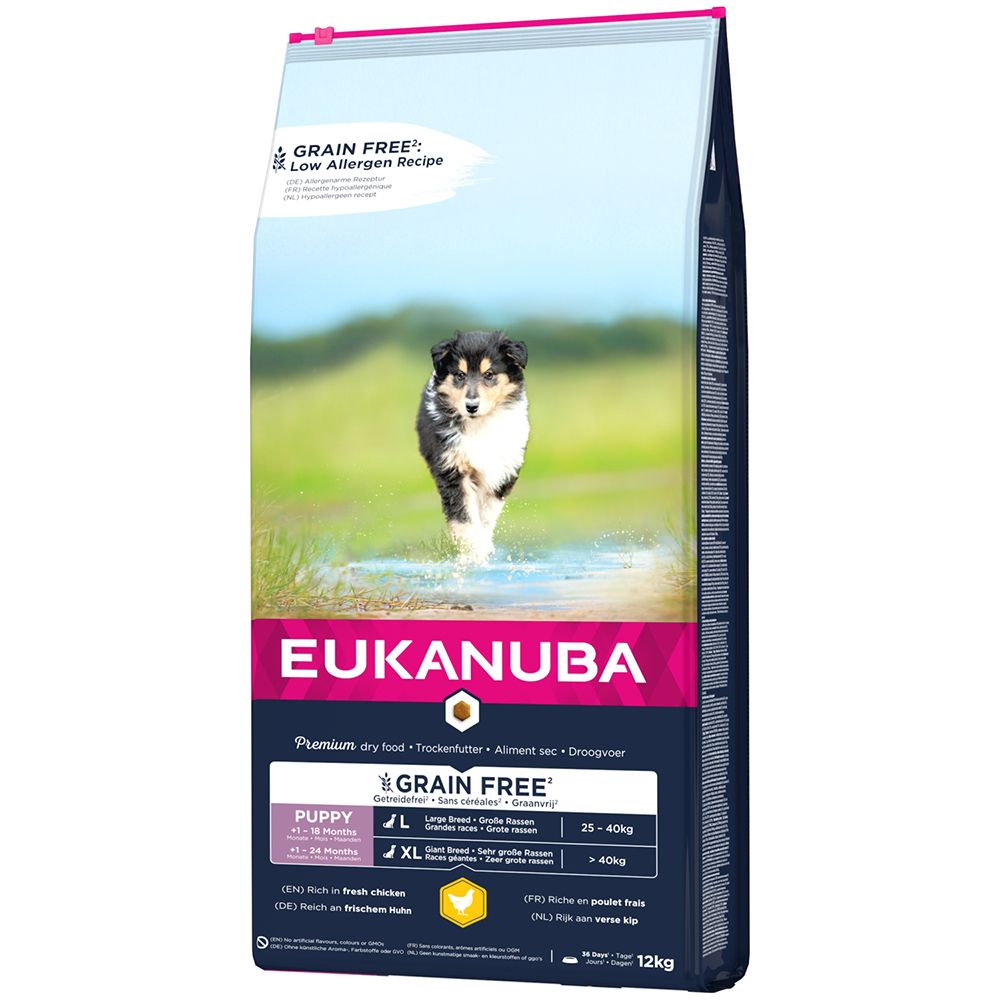 2x12kg Eukanuba Grain Free Puppy Large Breed Au Poulet - Croquettes Pour Chien