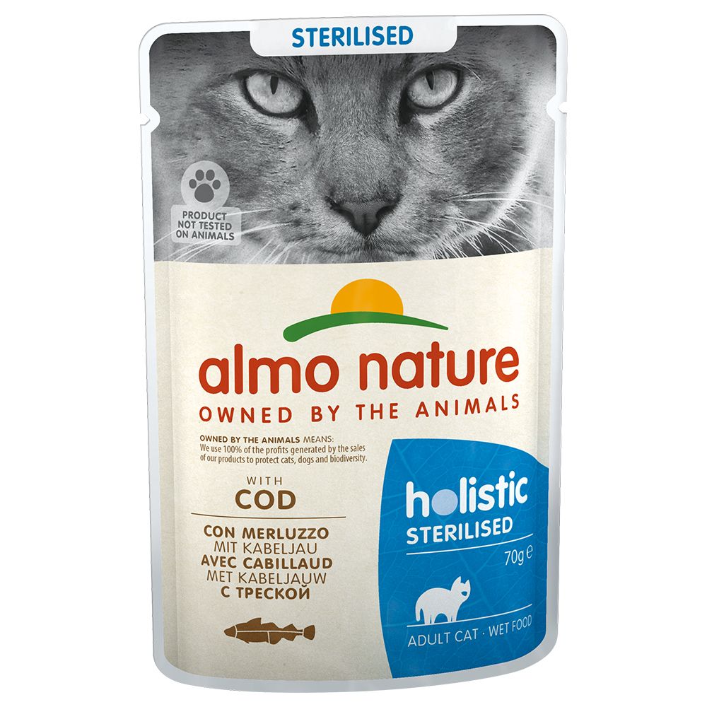 24x70g Sterilised Cabillaud Almo Nature Holistic - Pâtée Pour Chat