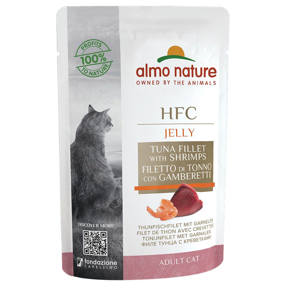 48x55g Almo Nature Hfc Jelly Filets De Thon, Crevettes - Pâtée Pour Chat