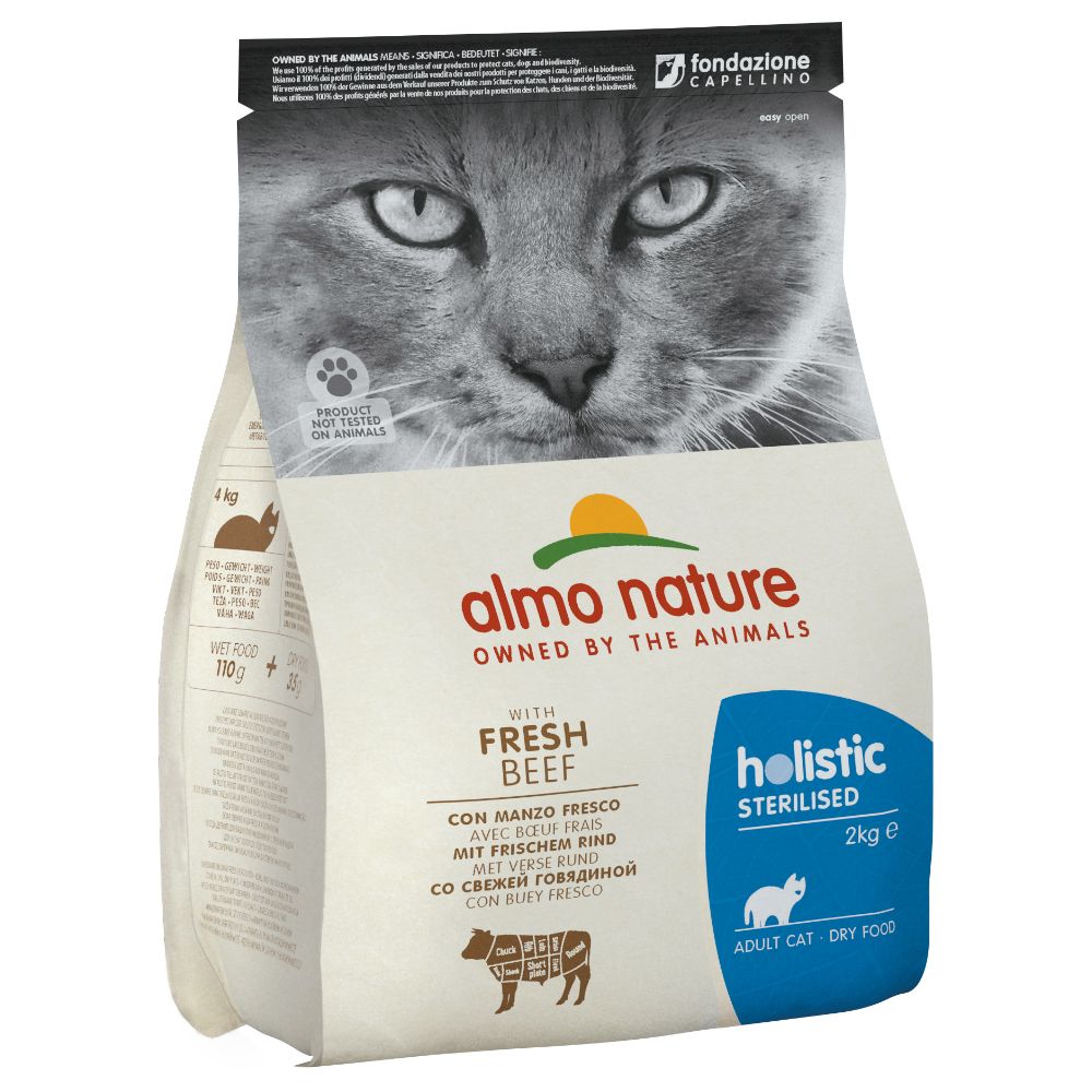 2kg Sterilised Boeuf/Riz Almo Nature Croquettes Pour Chat