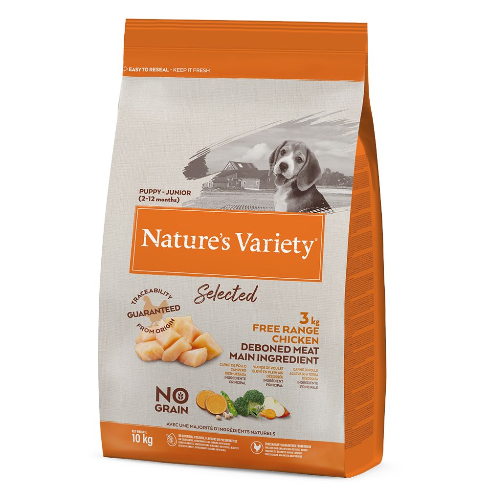 10kg Nature's Variety Selected Junior Poulet Élevé En Plein Air - Croquettes Pour Chien