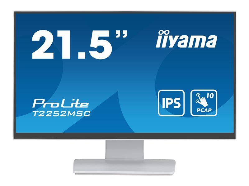 iiyama ProLite T2252MSC-W2 - Écran LED - 21.5 - écran tactile - 1920 x 1080 Full HD (1080p) - IPS - 250 cd/m² - 1000:1 - 5 ms - HDMI, DisplayPort - haut-parleurs - blanc, mat