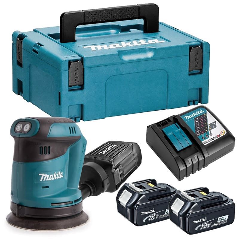 Ponceuse excentrique 18V LXT 2x3 0 Ah en MAKPAC MAKITA DBO180RFJ