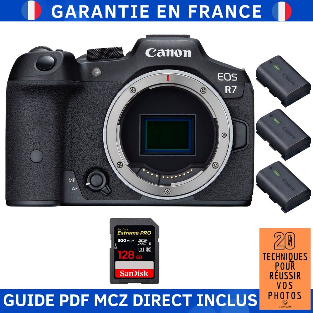 Canon EOS R7 + 1 SanDisk Extreme PRO UHS II SDXC 300 MB/ + 3 Canon LP E6NH + Guide PDF MCZ DIRECT '20 TECHNIQUES POUR RÉUSSIR VOS PHOTOS - vue 2