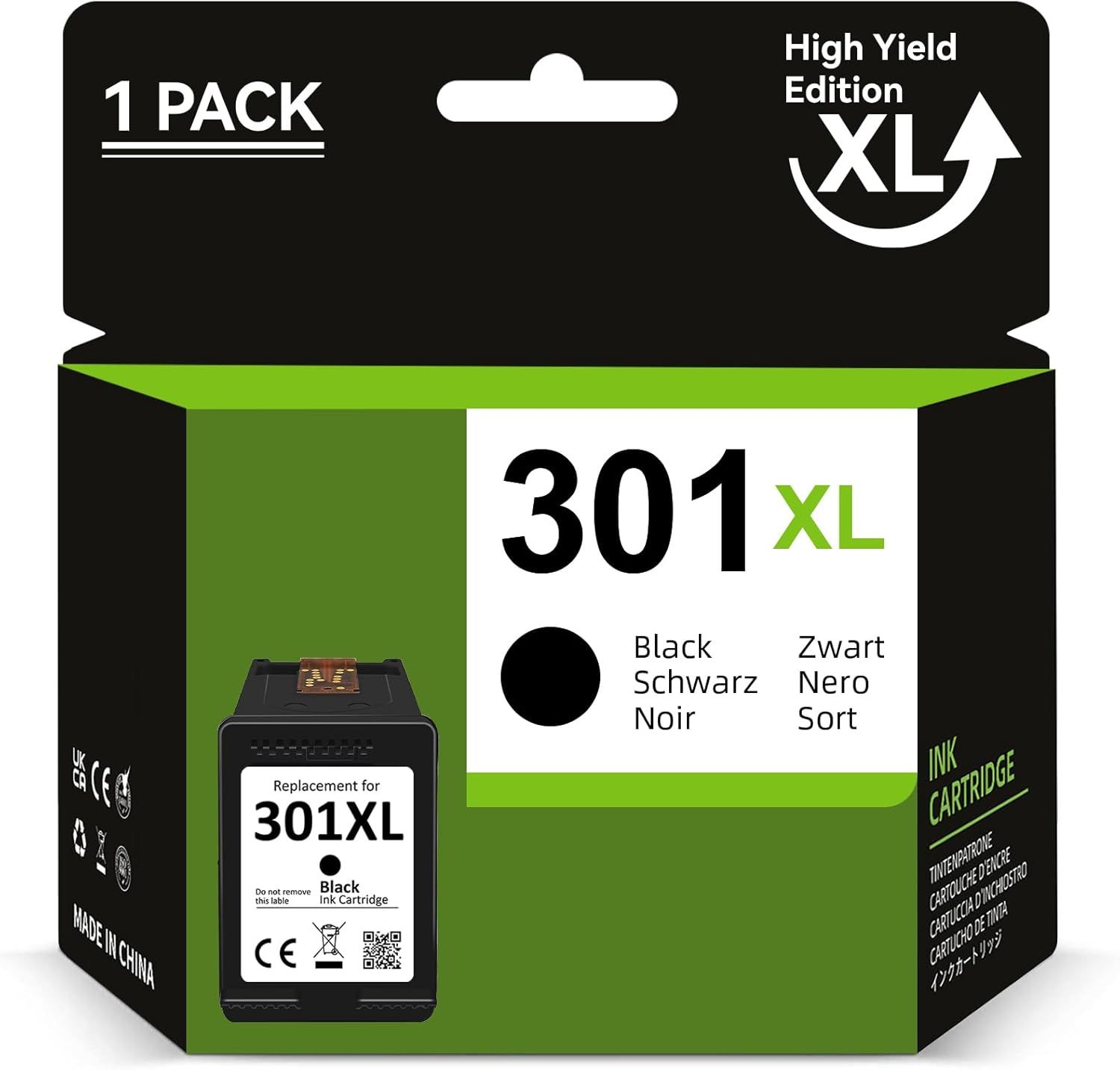 301XL Cartouches d'encre reconditionnées pour HP 301 Cartouche,301XL Noir pour HP DeskJet 1000 1050 2050 2510 Envy 4500 4502 5530