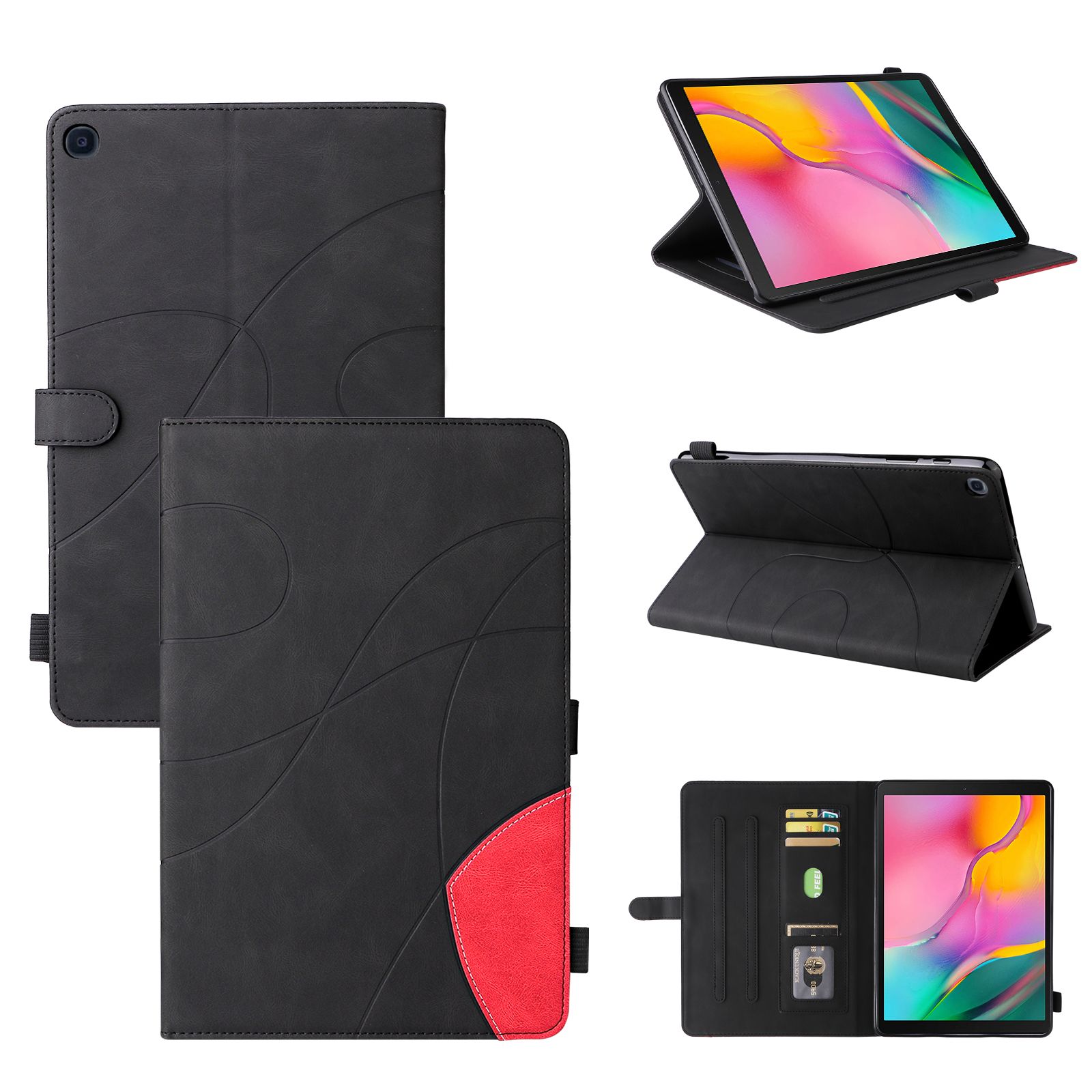 Coque Pour Tablet Samsung Galaxy Tab A 10.1 2019 Sm-T510,Etui Pour Tablet Samsung Galaxy Tab A 10.1 2019 Sm-T510 Pu Housse Flip Coque Avec Built Stand Et Magnétique Fermeture Bande,Noir