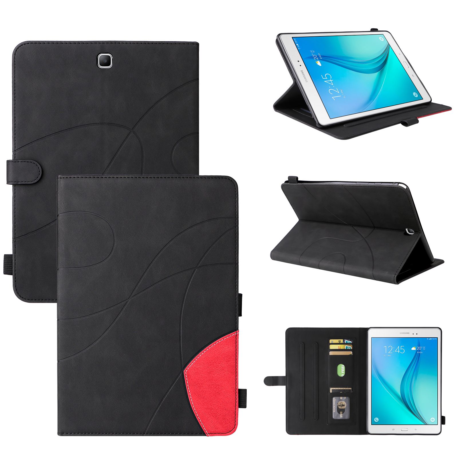 Coque Pour Tablet Samsung Galaxy Tab A 9.7 Sm-T550,Etui Pour Tablet Samsung Galaxy Tab A 9.7 Sm-T550 Pu Housse Flip Coque Avec Built Stand Et Magnétique Fermeture Bande,Noir