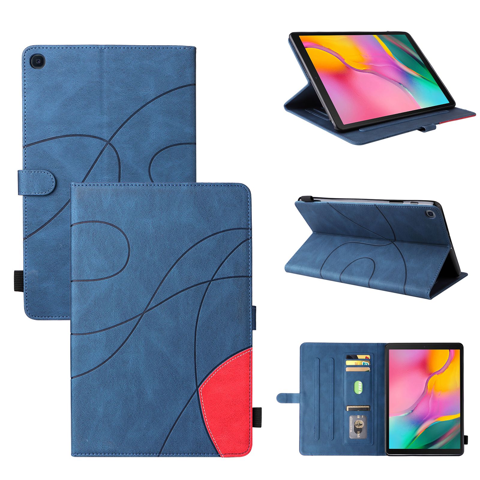 Coque Pour Tablet Samsung Galaxy Tab A 10.1 2019 Sm-T510,Etui Pour Tablet Samsung Galaxy Tab A 10.1 2019 Sm-T510 Pu Housse Flip Coque Avec Built Stand Et Magnétique Fermeture Bande,Bleu