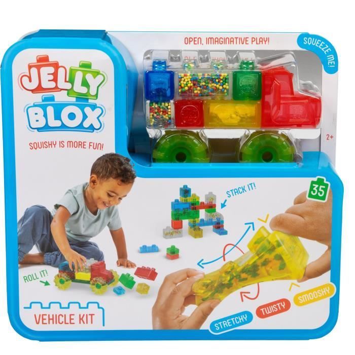 JELLY BLOX Vroom Kit 35 Blocs de Construction Tactiles pour Créer un Camion Jeu de Construction pour Enfants dès Expérience Sensorielle avec Blocs Extensibles Souples et Flexibles - vue 10